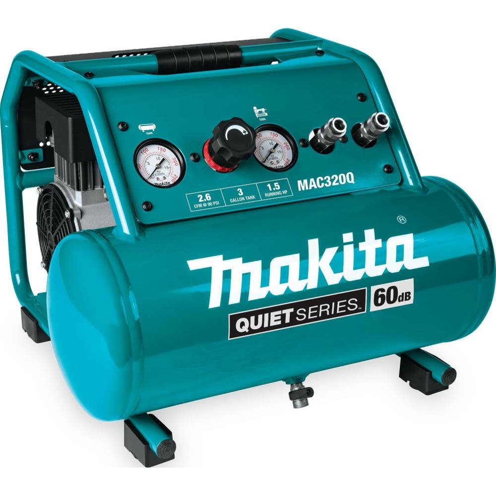 Quiet Series 1-1/2 HP, 3 Gallon, Oil-Free, Electric Air Compressor