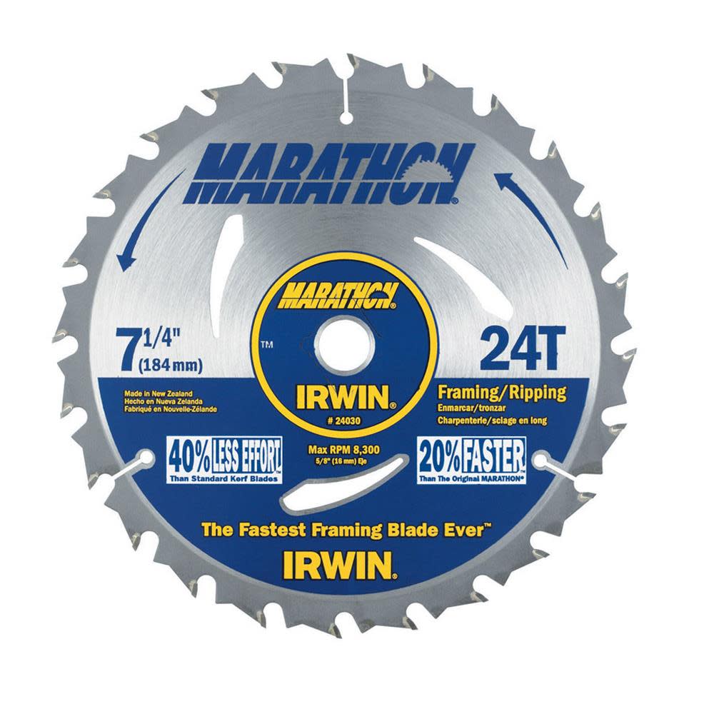 

Irwin Marathon 7-1/4" Circular Saw Blade 24T Carbide