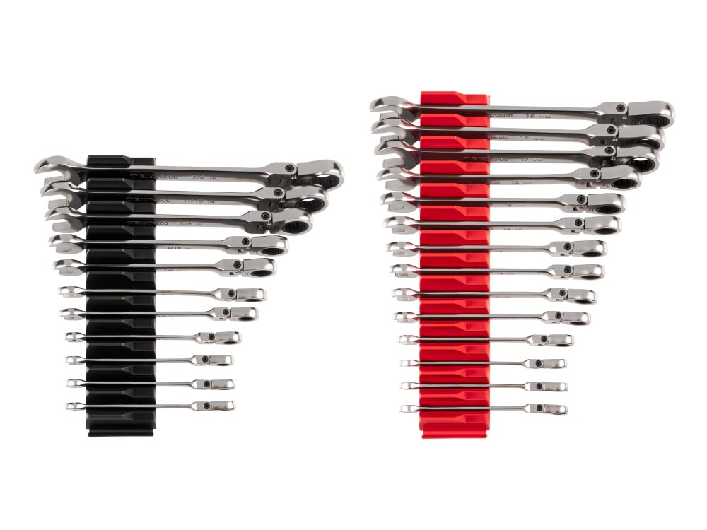 TEKTON 14-Piece Combination Wrench Set With Rack – Metric 6-19mm, 12-Point Box End, Non-Slip Open End (WCB91203)