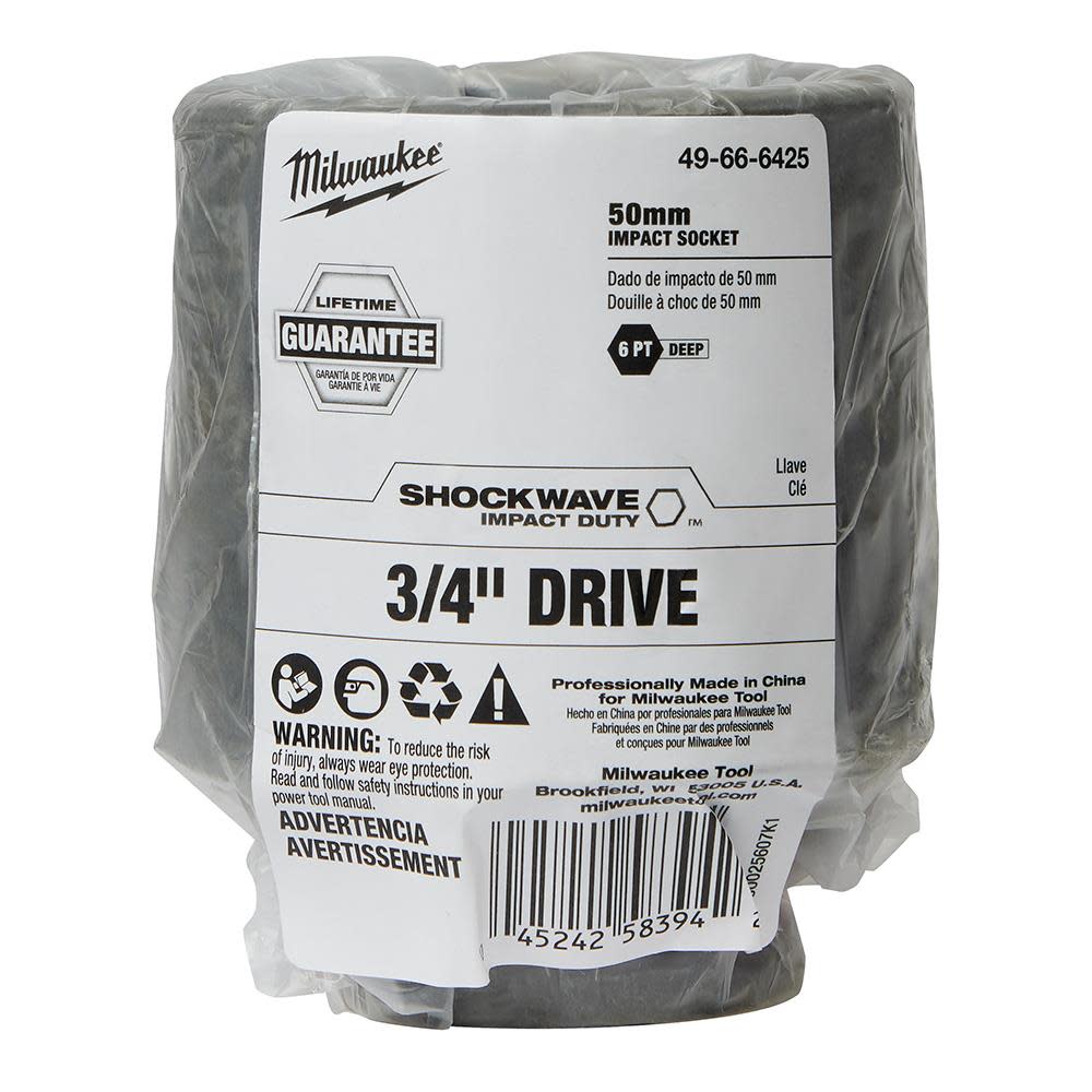 

Milwaukee SHOCKWAVE Impact Duty Socket 3/4" Drive 50MM Deep 6 Point