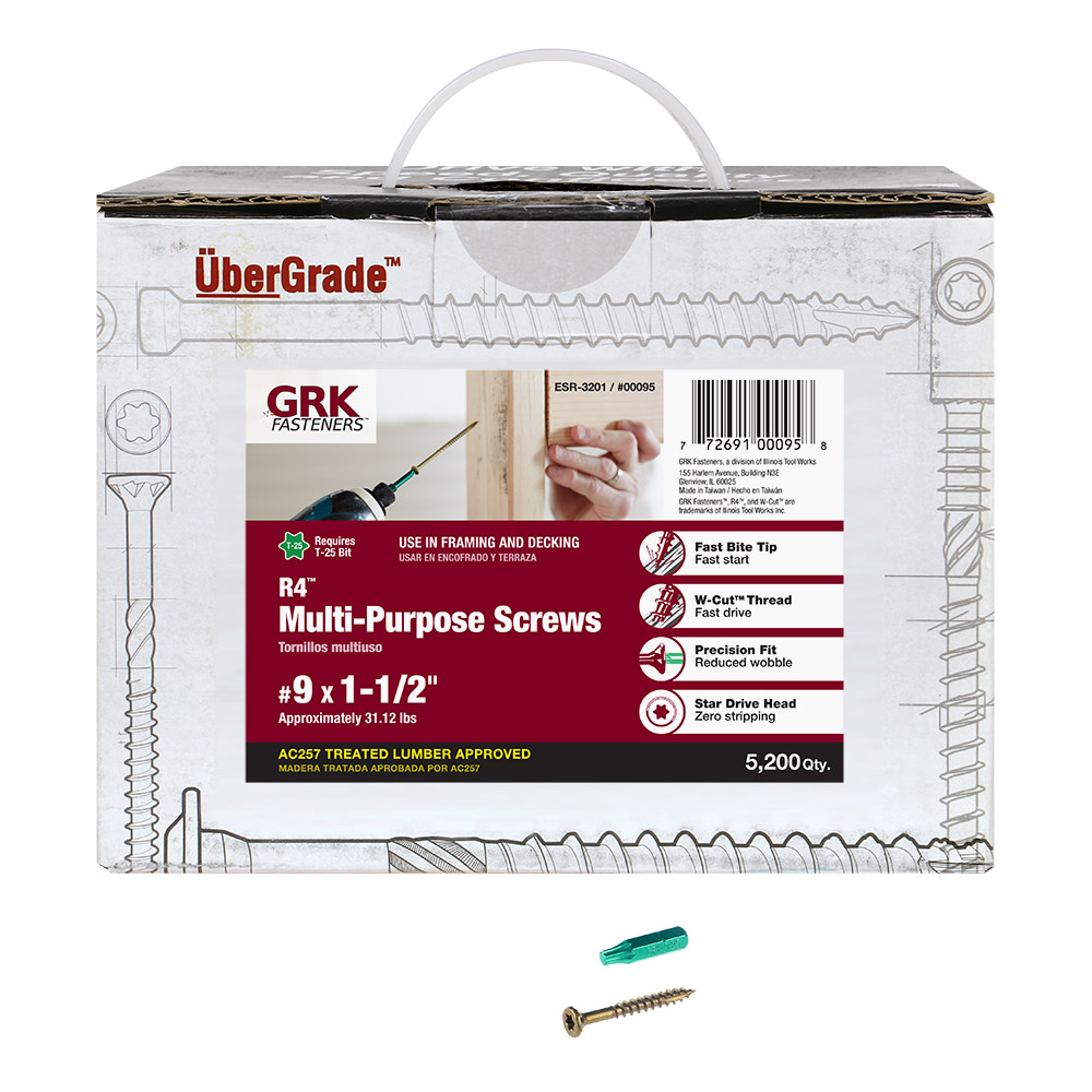 

GRK Fasteners #9 x 1-1/2 in. Star Drive Round Head R4 Multipurpose Framing and Decking Screws - 5200