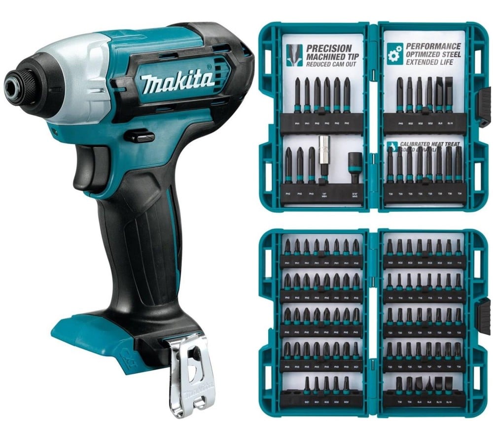 View Makita 12V CXT Lithium Ion Cordless Impact Driver (Tool Only) & ImpactX 100 pc. Driver Bit Set Bundle