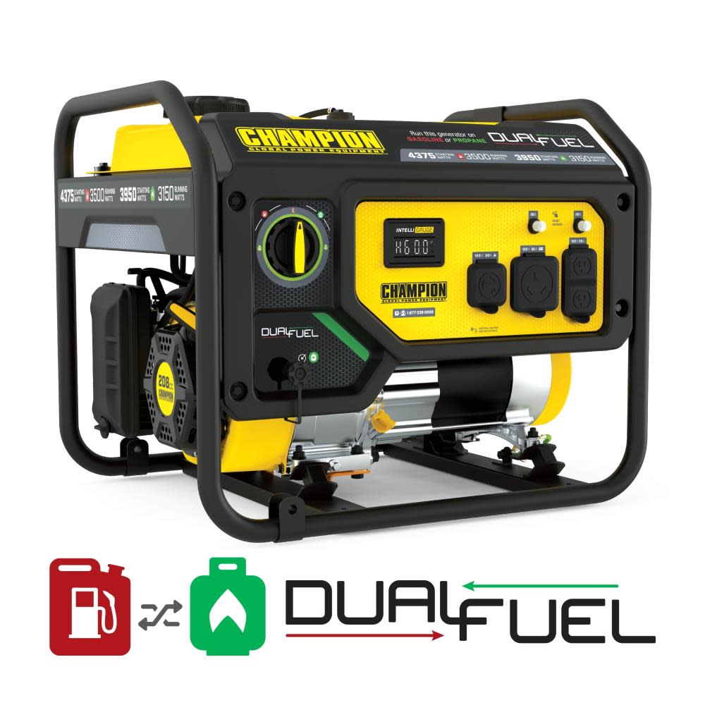 Champion Power Equipment Generator Dual Fuel Portable 3500 Watt