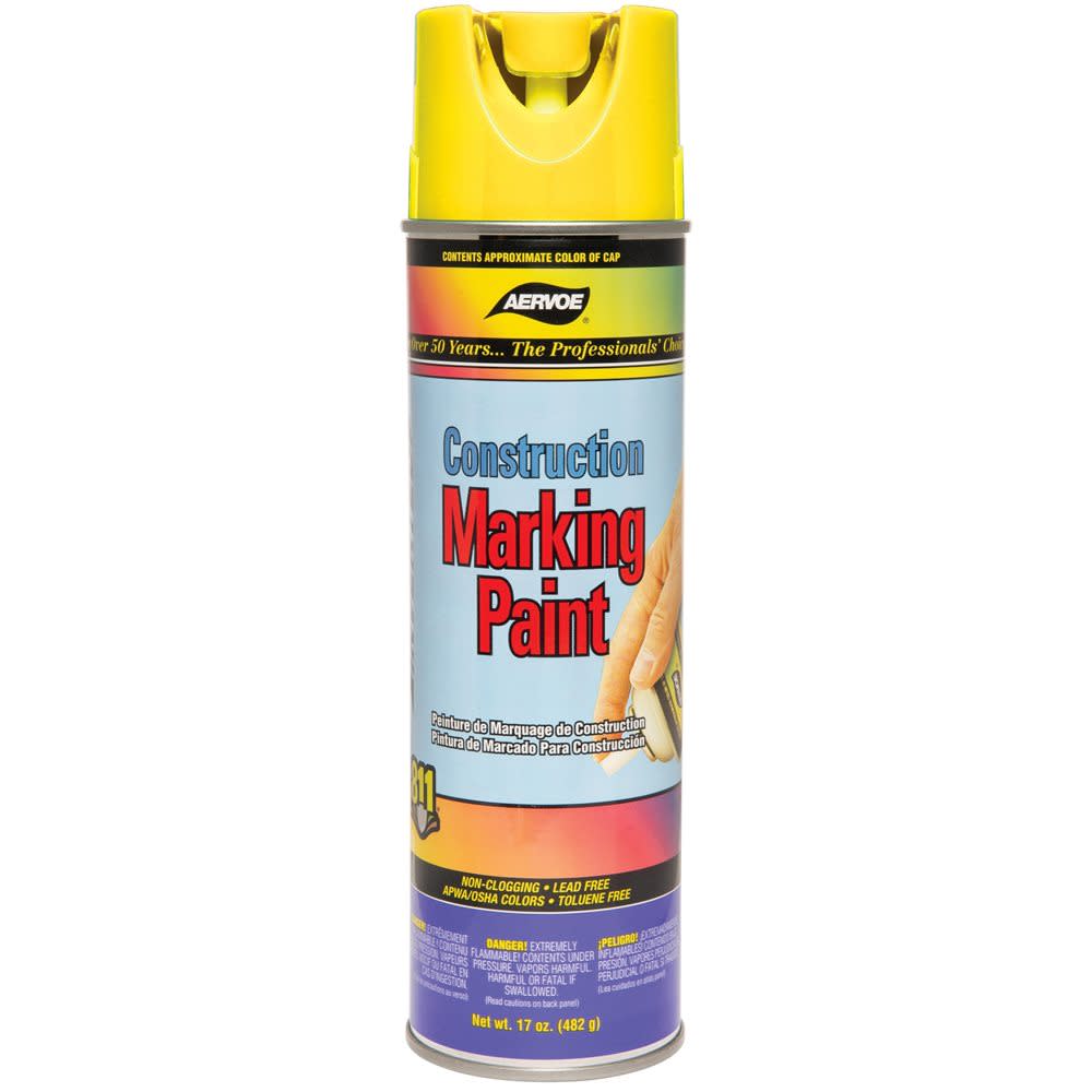 Aervoe 15 Oz Aerosol Yellow Upside Down Construction Marking Paint