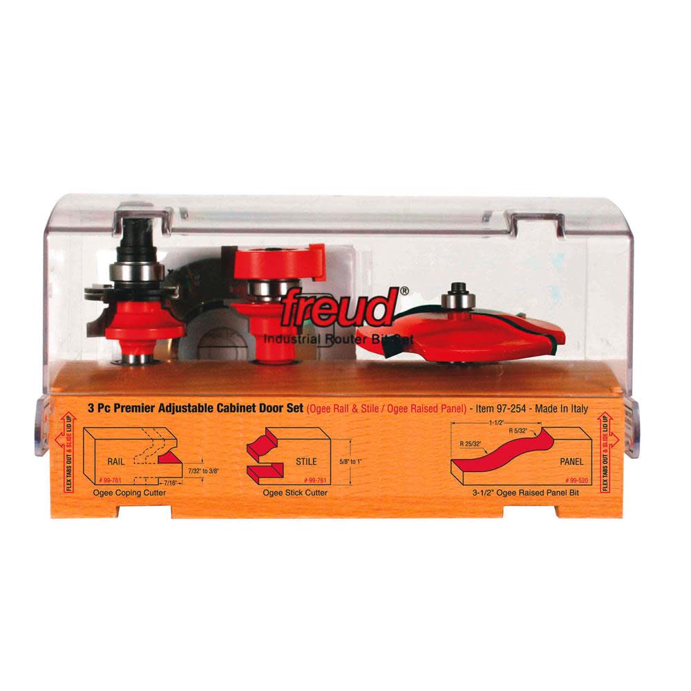 

Freud 3 piece Premier Adjustable Cabinet Bit Set