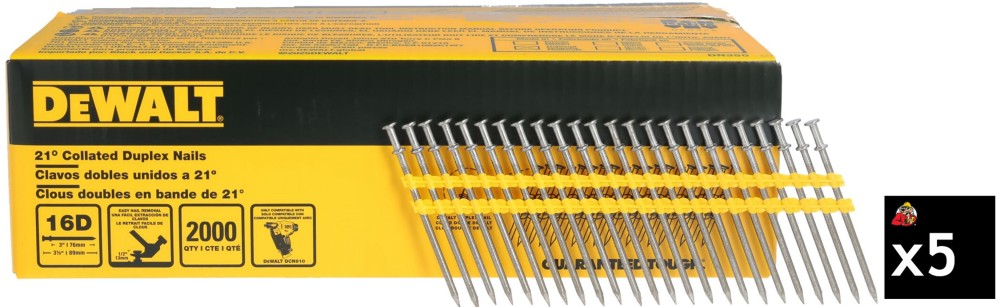 DEWALT 21 Degree Collated Duplex Nails 16D 3-1/2 Inch x 0.131 Inch 2000 ...