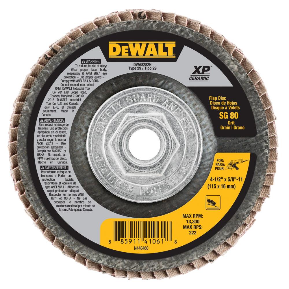 

DEWALT 4 1/2" X 5/8" 11 SG80 T29 Ceramic Flap Disc