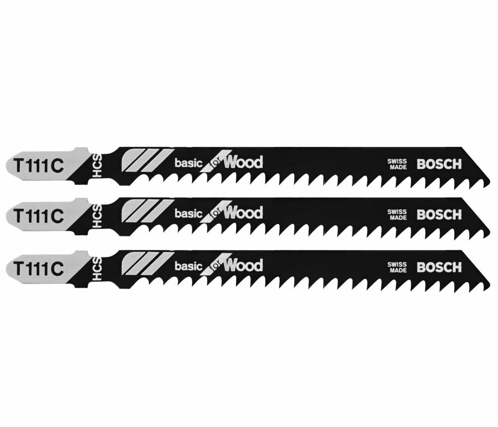 

Bosch Jig Saw Blades 3pc 4" 8 TPI Basic for Wood T Shank
