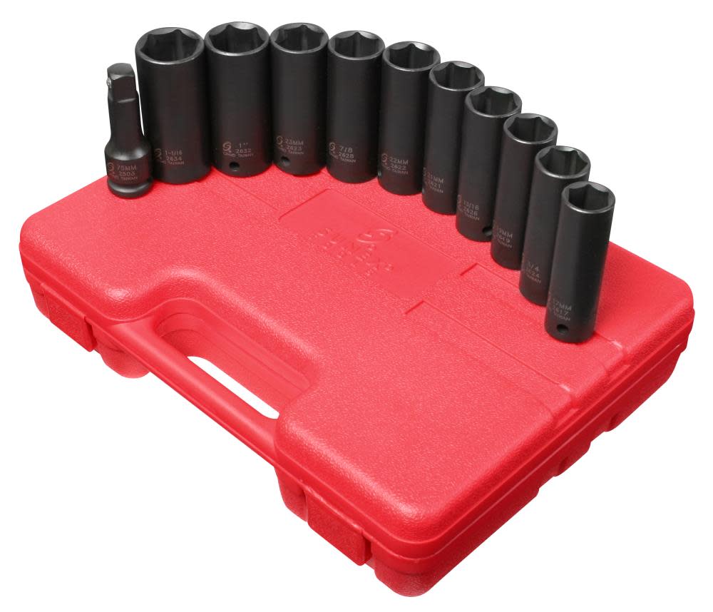 

Sunex 1/2 In. Drive SAE & Metric Extra Thin Wall Deep Impact Socket Set