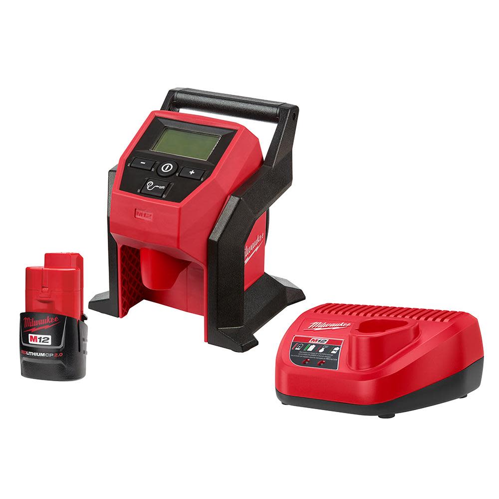 Milwaukee M12 Compact Inflator with CP 2.0AH Battery Kit 2475 21CP