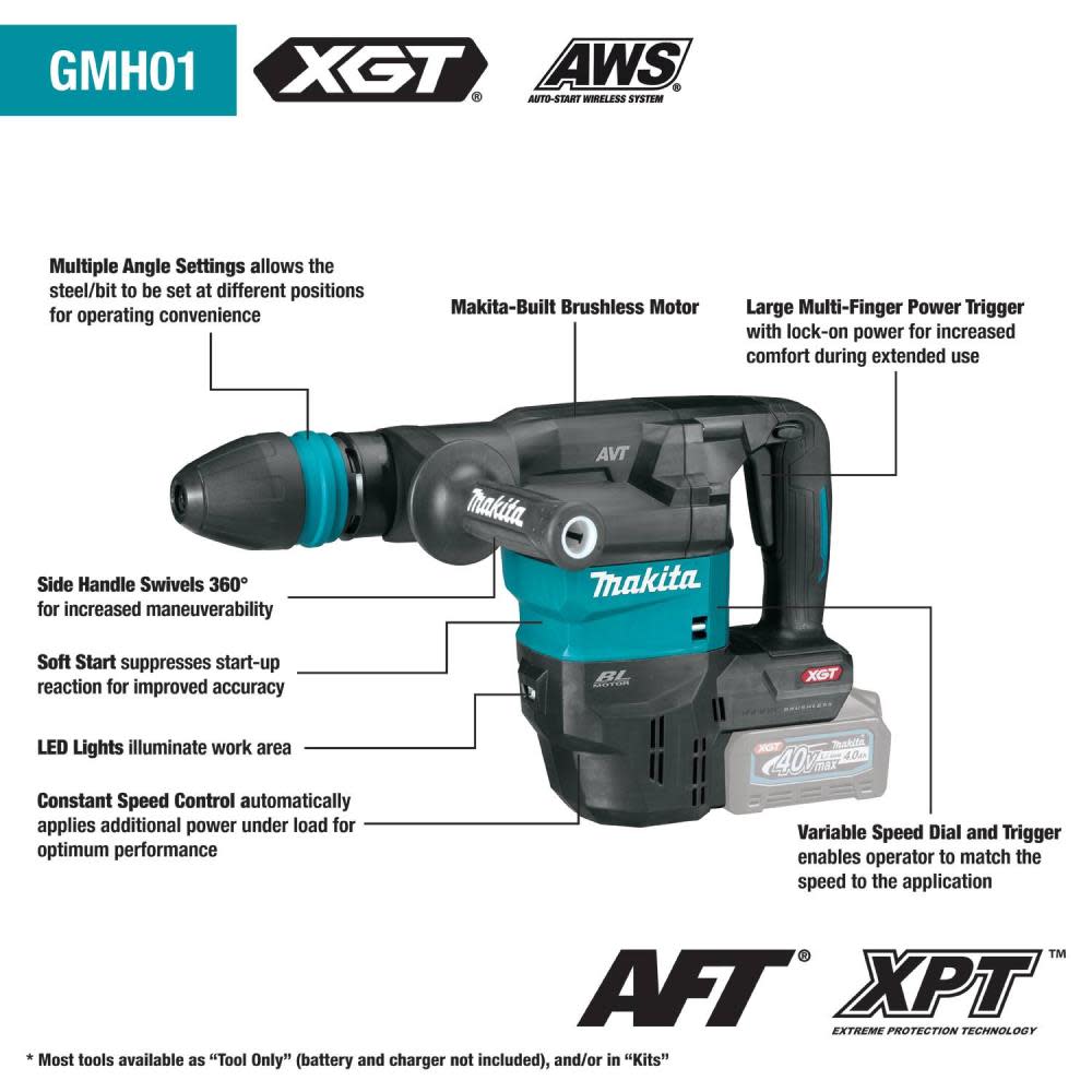 Makita 40V max XGT Demolition Hammer 15 b AVT (Bare Tool