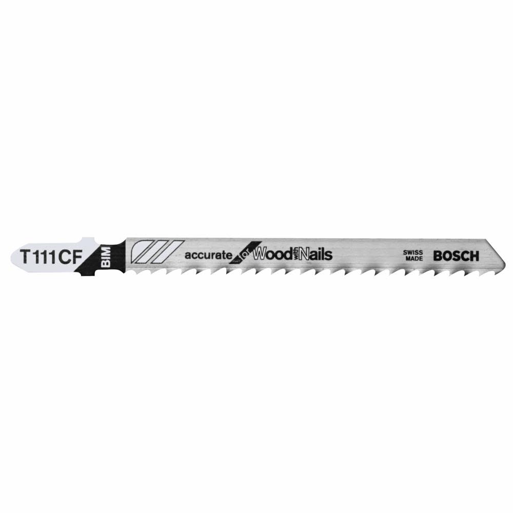

Bosch 5 pc. 4 In. 8 TPI Accurate for Wood with Nails T-Shank Jig Saw Blades