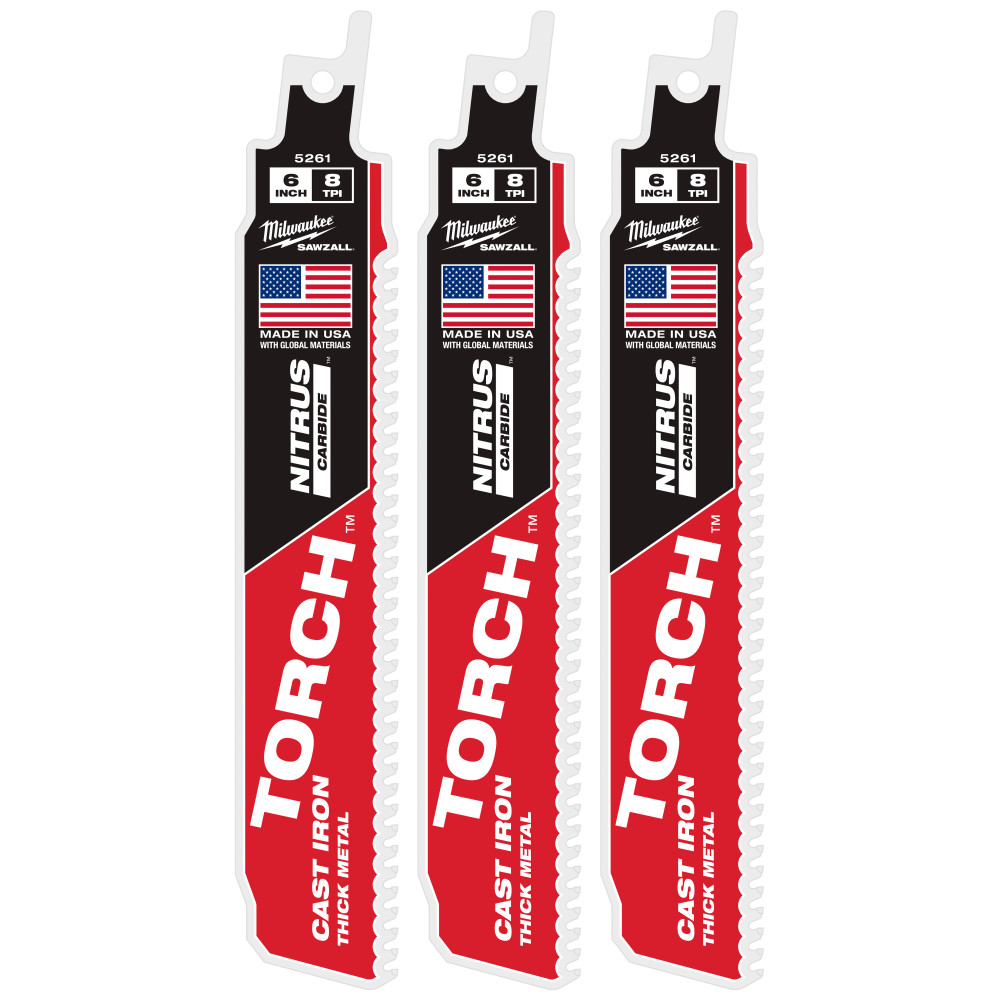 Milwaukee 6inch 7TPI The TORCH for Cast Iron with NITRUS CARBIDE 3PK