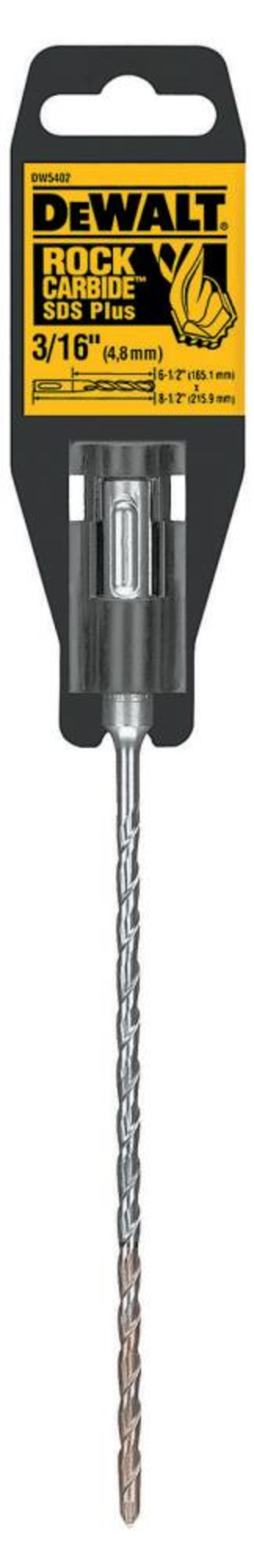 

DEWALT 3/16 In. x 6-1/2 In. x 8-1/2 In. Rock Carbide SDS+ Hammer Bit