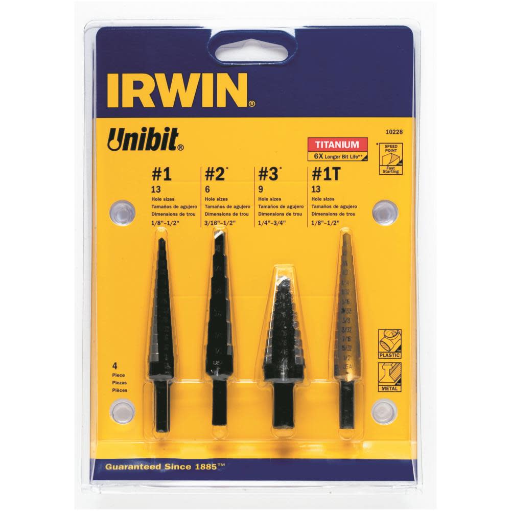 Step Drill Set 4-Pc. (#1 #2 #3 #1T)
