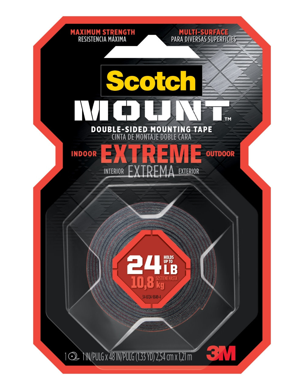 3M Scotch Mount 1 x 400 Inch Black Acrylic Double Sided Mounting Tape