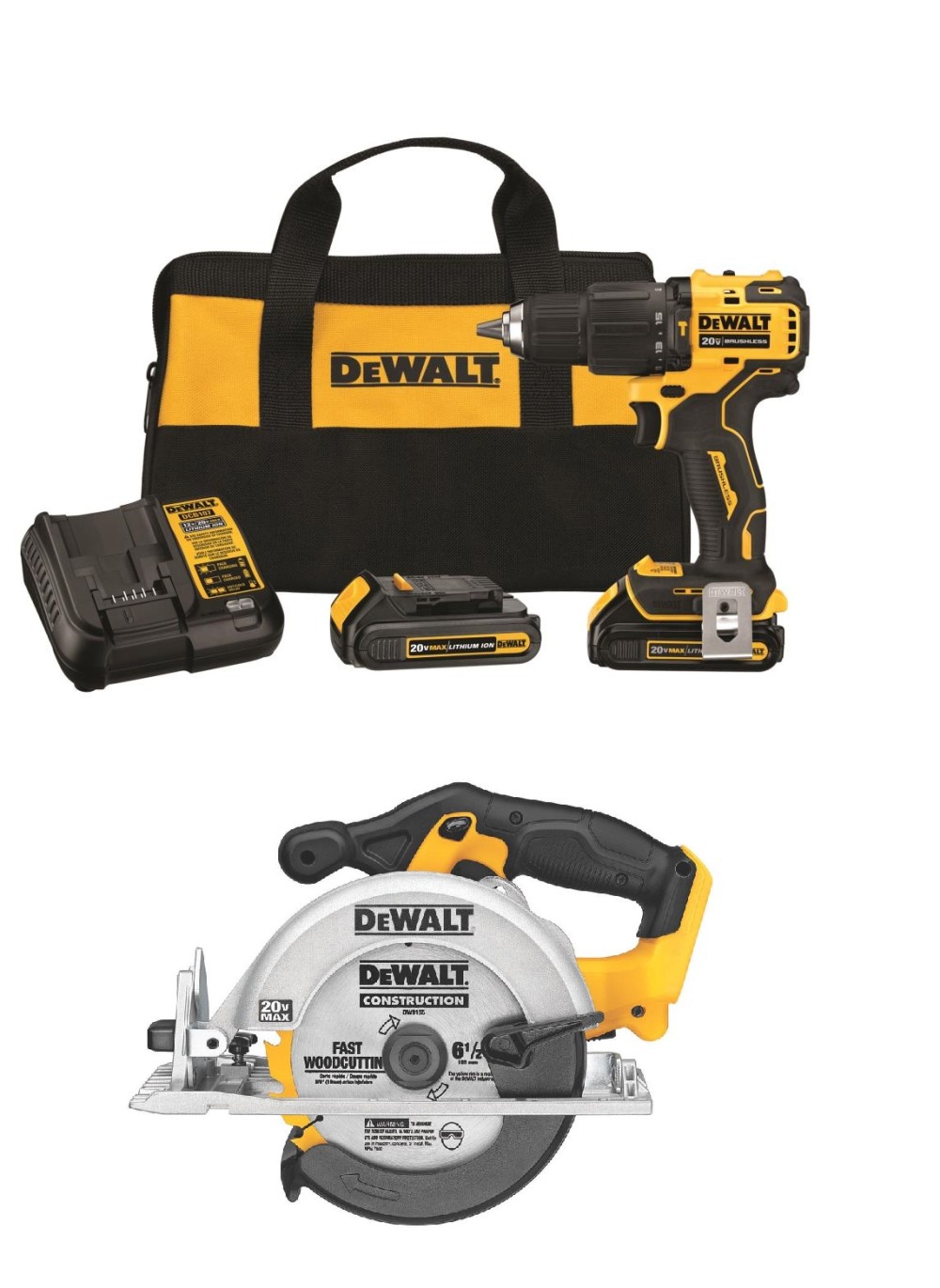 

DEWALT ATOMIC 20V MAX 1/2" Hammer Drill/Driver & 6 1/2" Circular Saw Kit Bundle