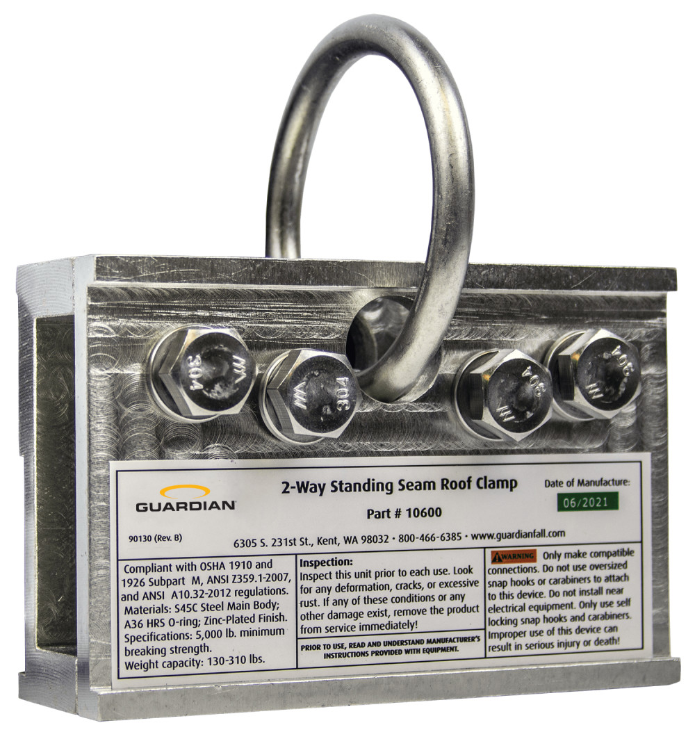 

Guardian Fall Protection Two-Way Standing Seam Roof Clamp