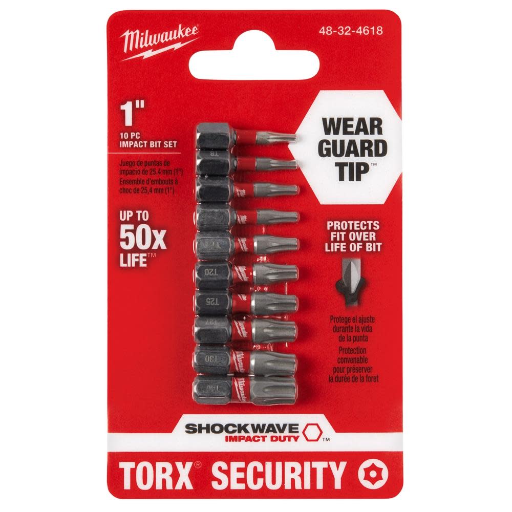 

Milwaukee 10-Piece SHOCKWAVE Impact Torx Security Insert Bit Sets