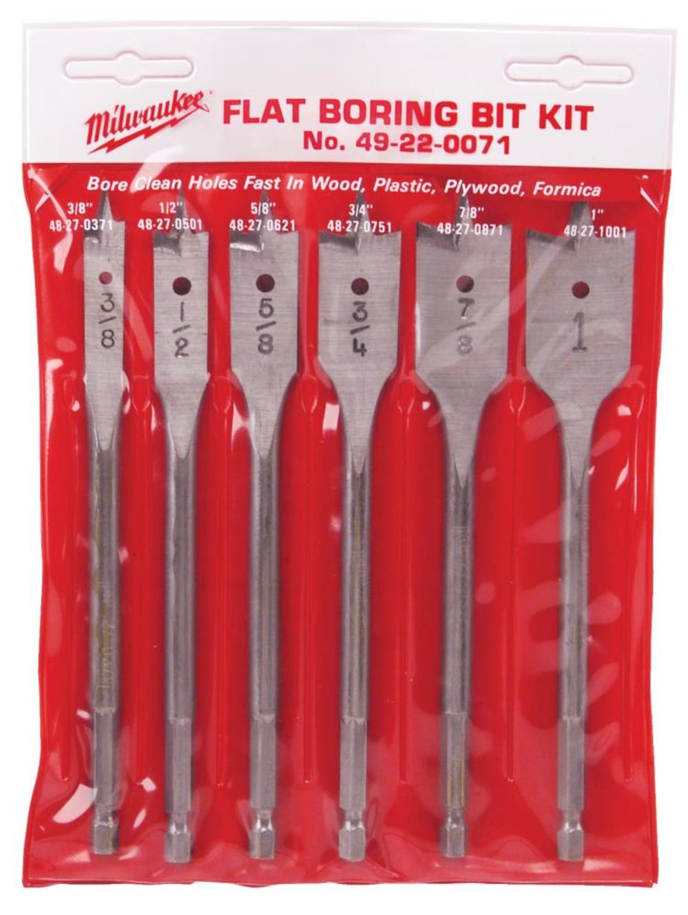 

Milwaukee 6 Piece Universal Flat Boring Bit Kit