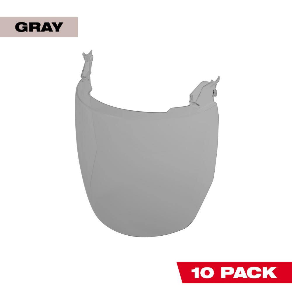 

Milwaukee Gray Face Shield Replacement Lenses No Brim Helmet Only Mount 10pk