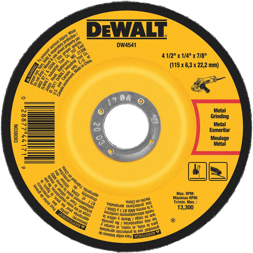 

DEWALT 4-1/2 In. x 1/4 In. x 7/8 In. Fast Cutting Abrasive