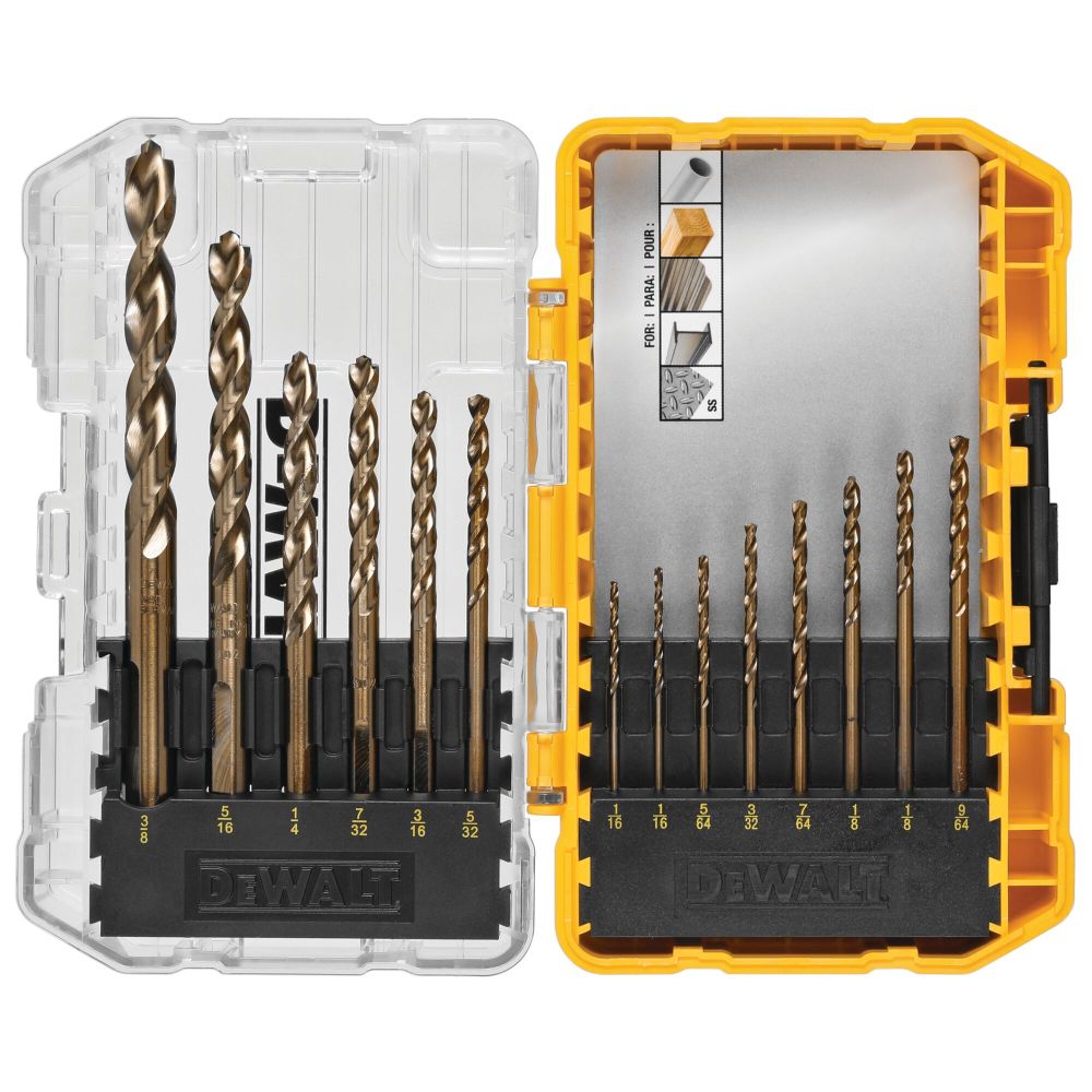 

DEWALT Industrial Drill Bit Cobalt Alloy Steel Set with ToughCase+ System 14pc