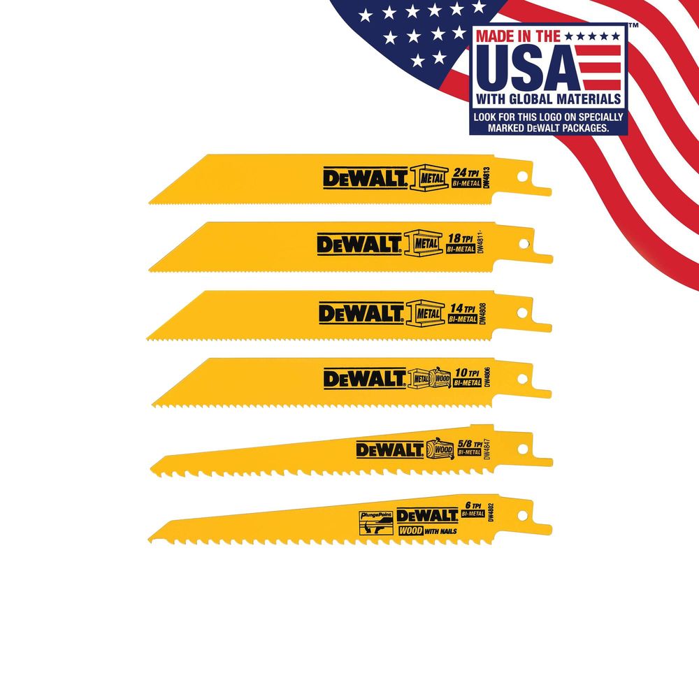 Dw4856 DEWALT 6-pc Reciprocating Blade Set DW4856 - Acme Tools