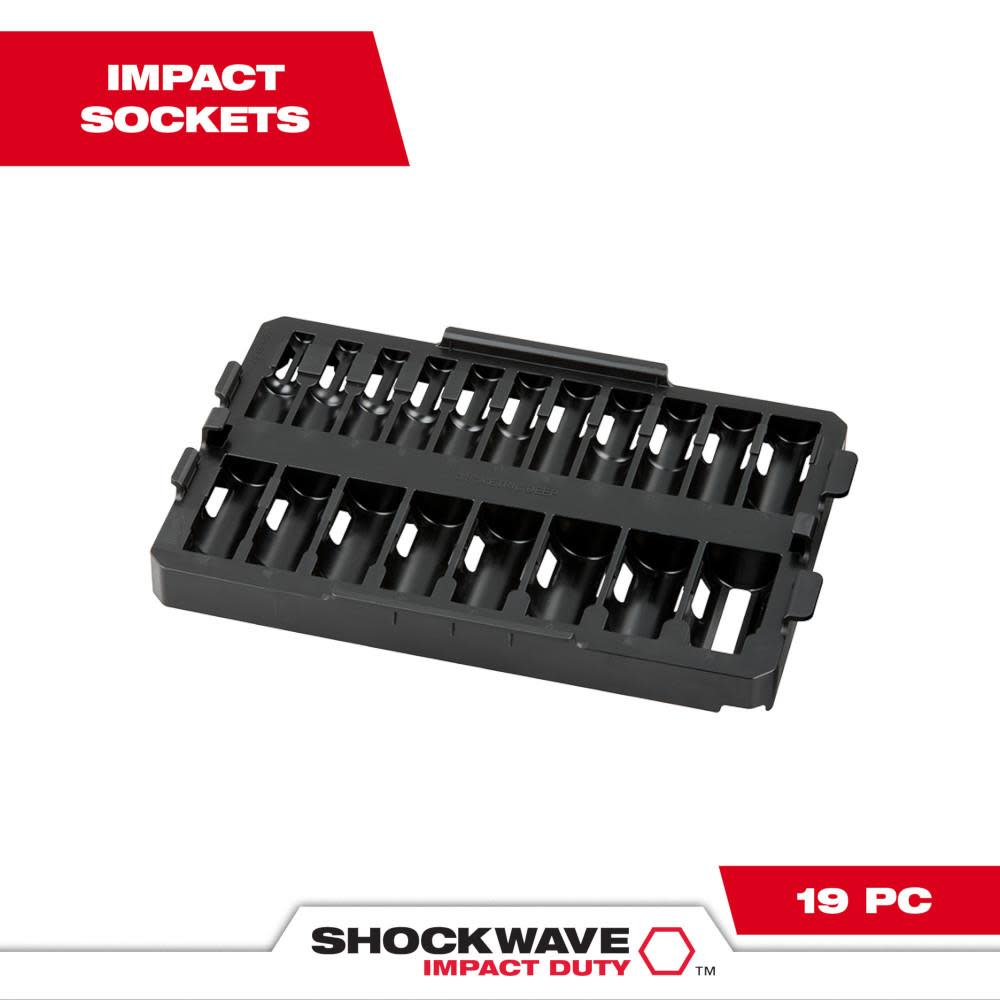 Milwaukee SHOCKWAVE Impact Duty Socket 3/8 Dr 19pc Tray Only 49-66