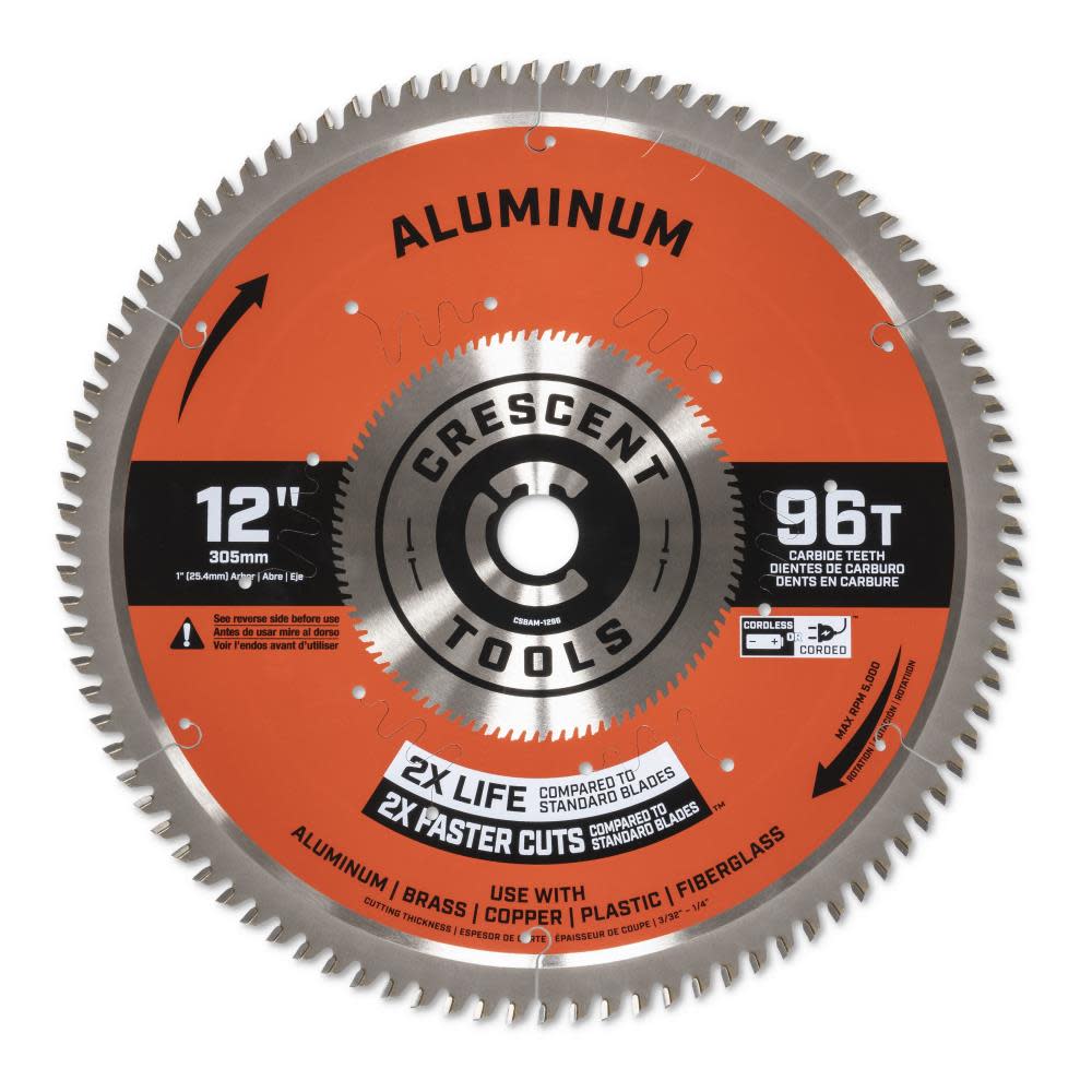 

Crescent Circular Saw Blade 12" x 96 Tooth Medium Aluminum