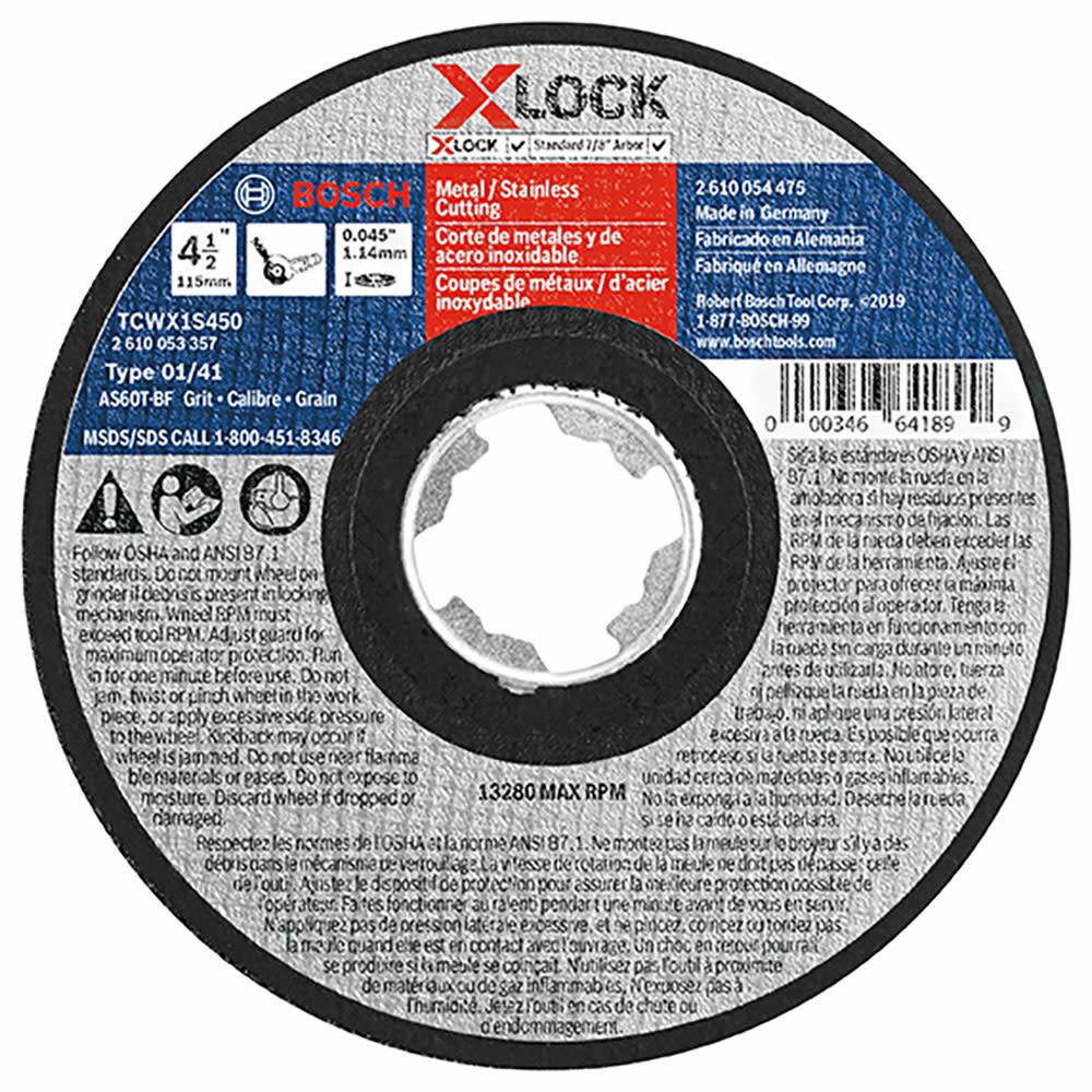 

Bosch X-Lock Thin Metal & Stainless Steel Cutting T1 Heavy Duty 4-1/2 x .045"