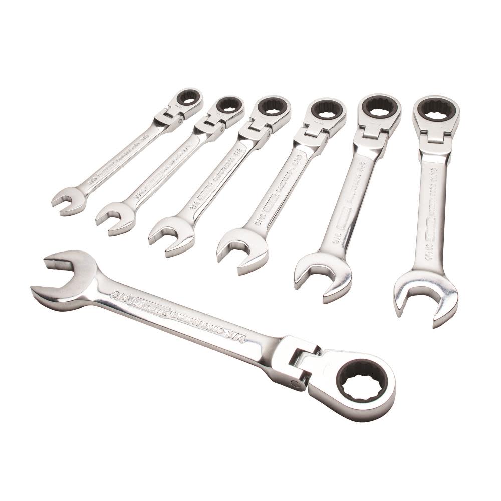 Mechanic Tools 7-Piece Metric Chrome Vanadium Ratcheting Ratchet Wrench Set 
