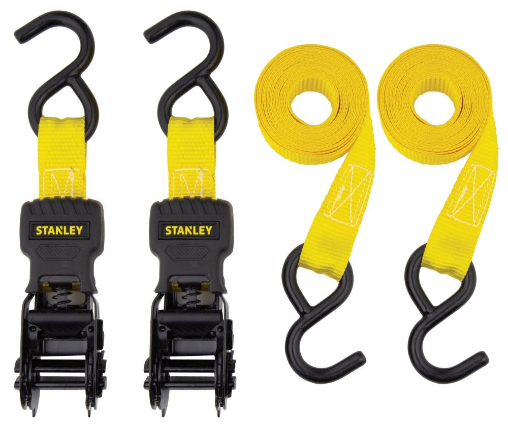 

Stanley 1" x 10' Ratchet Straps 1500 Lb Break Strength 2pk