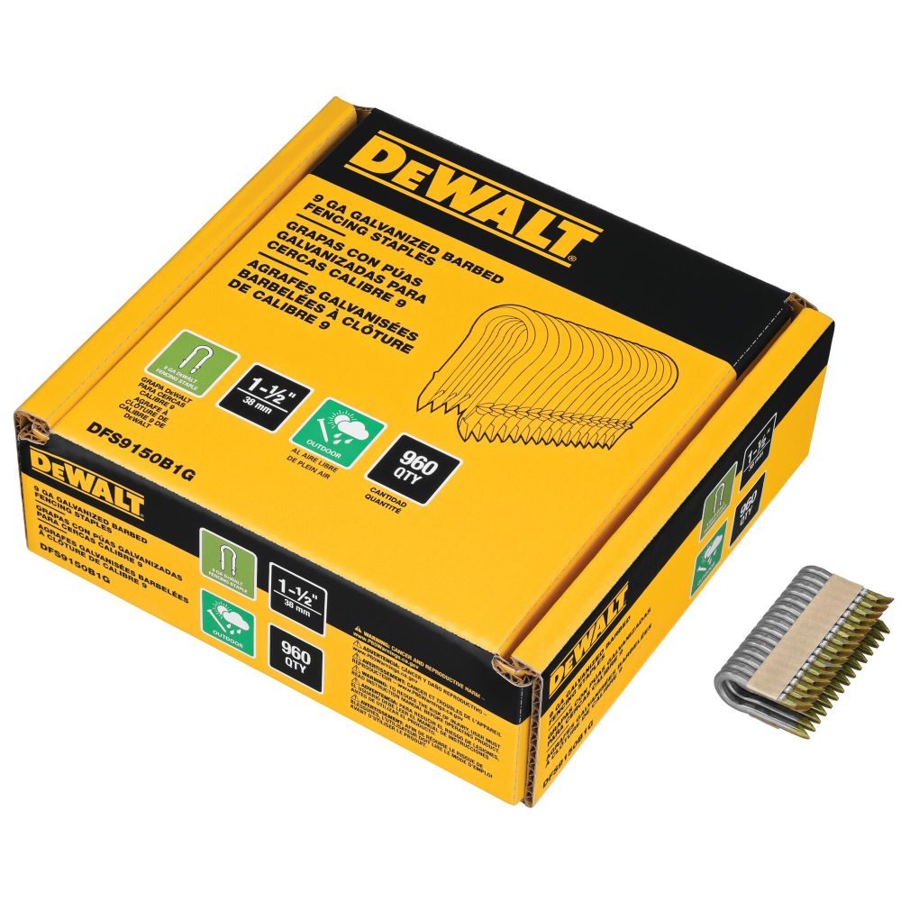 DEWALT 1.5in 9GA Galvanized Barbed Fencing Staples 960pk