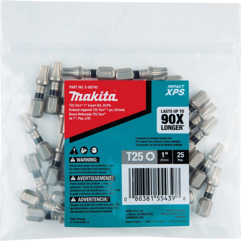 

Makita Impact XPS T25 Torx 1" Insert Bit 25/pk