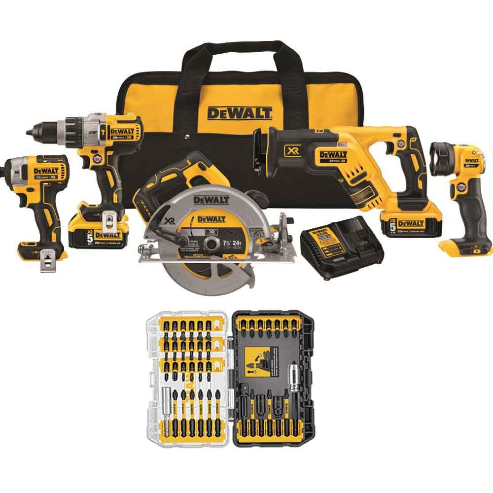 

DEWALT 20V MAX XR 5 Tool Combo Kit with 40pc Impact Ready Screwdriving Set