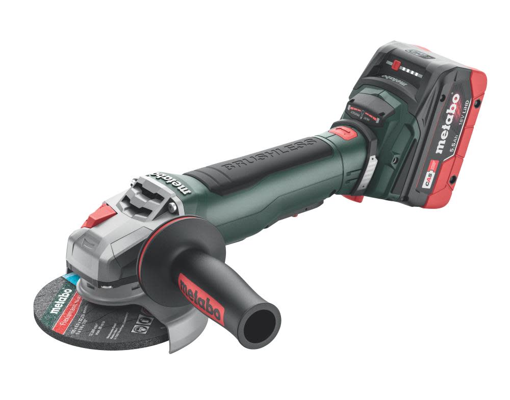

Metabo WPB 18 LT BL 11-125 Quick 5.5Kit 4 1/2 / 5 Braking Angle Grinder Kit