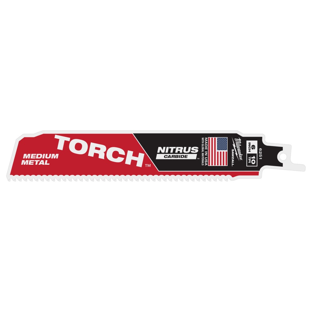 Milwaukee 6 Inch 10TPI TORCH Nitrus Carbide Reciprocating Saw Blade
