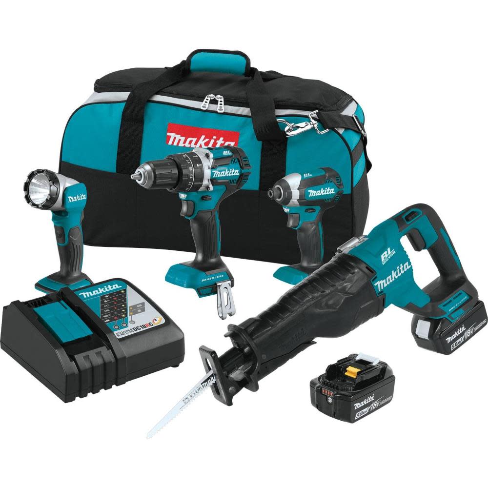 

Makita 18V LXT Lithium-Ion Brushless Cordless 4-Pc. Combo Kit (5.0Ah)