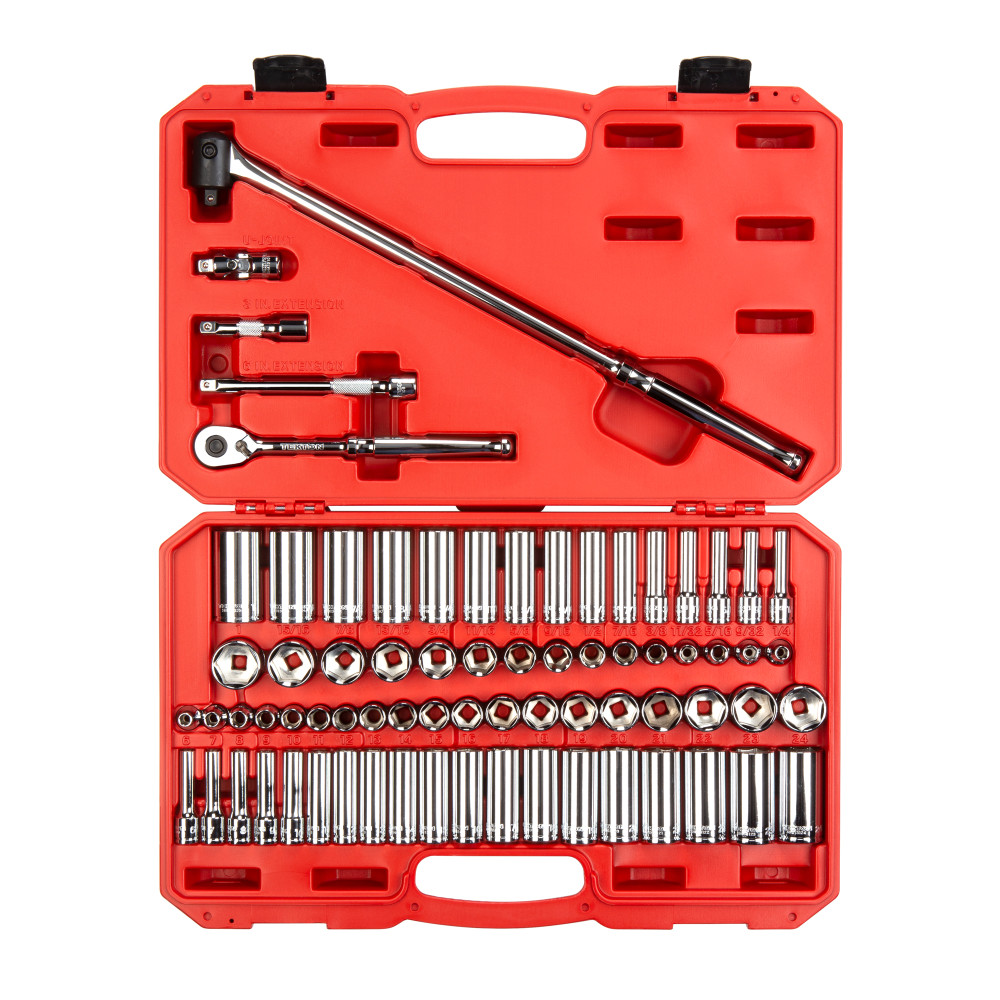 Tekton 3/8 Inch 6 Point. Socket and Ratchet Set, 73 Pieces