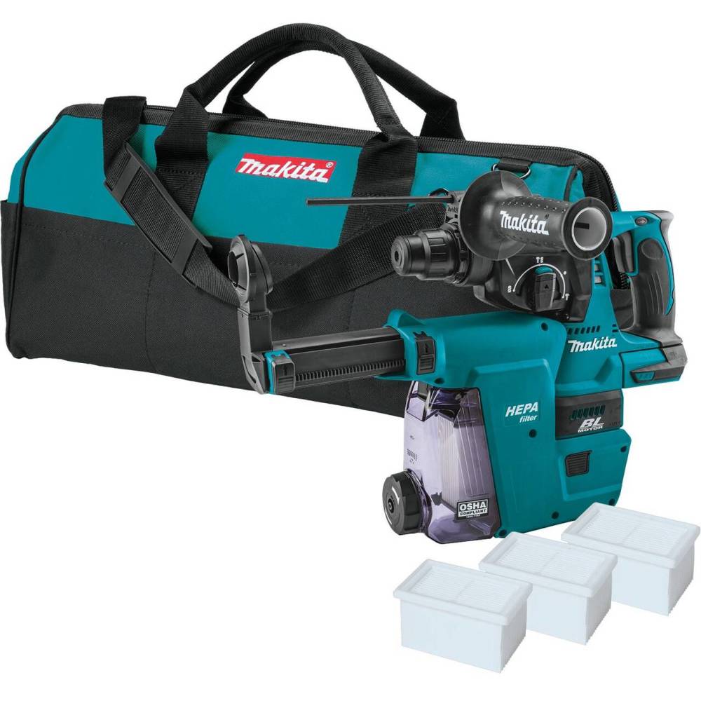 Makita 18V LXT Rotary Hammer 1in with HEPA Dust Extractor Attachment ...