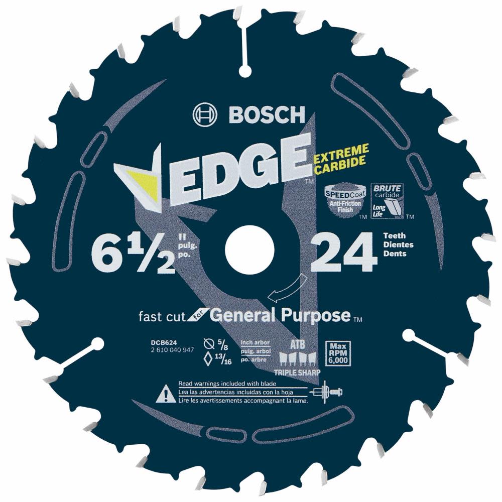

Bosch 6-1/2 In. 24 Tooth Edge Circular Saw Blade for General Purpose