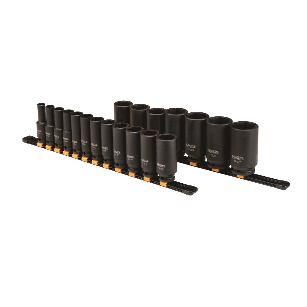 

DEWALT 19 Piece 1/2 in Drive Deep Impact Socket Set 6 PT