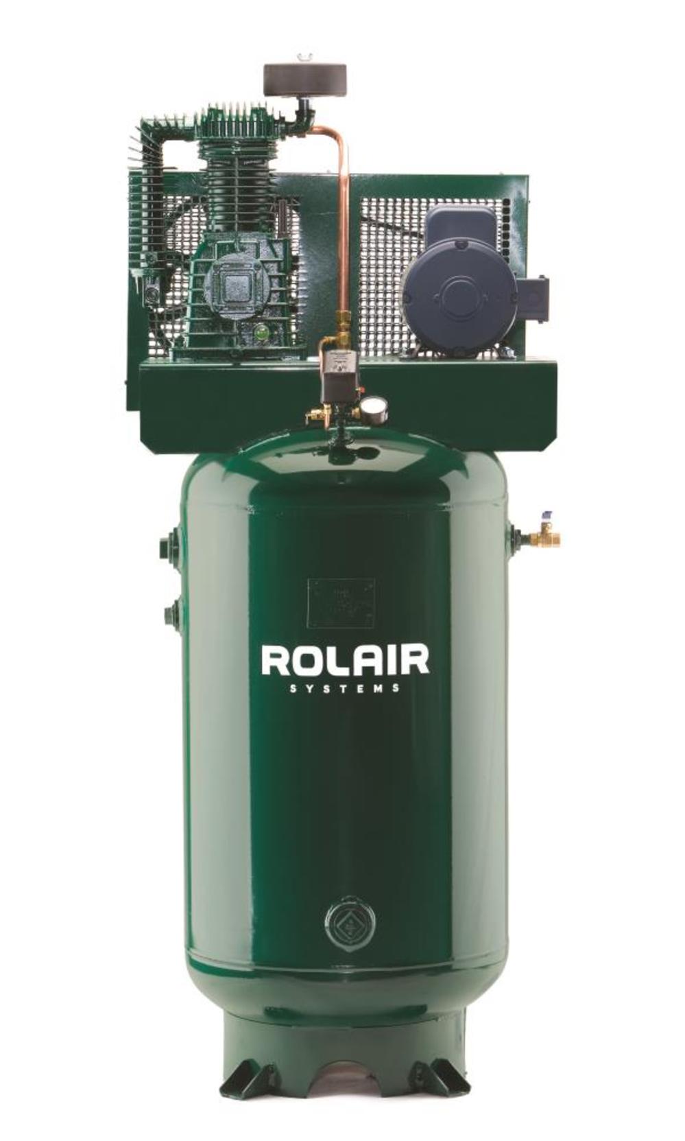 

Rolair 5 HP (230V 1-Ph) 15.3 CFM@175PSI Vertical 80 Gall Compressor
