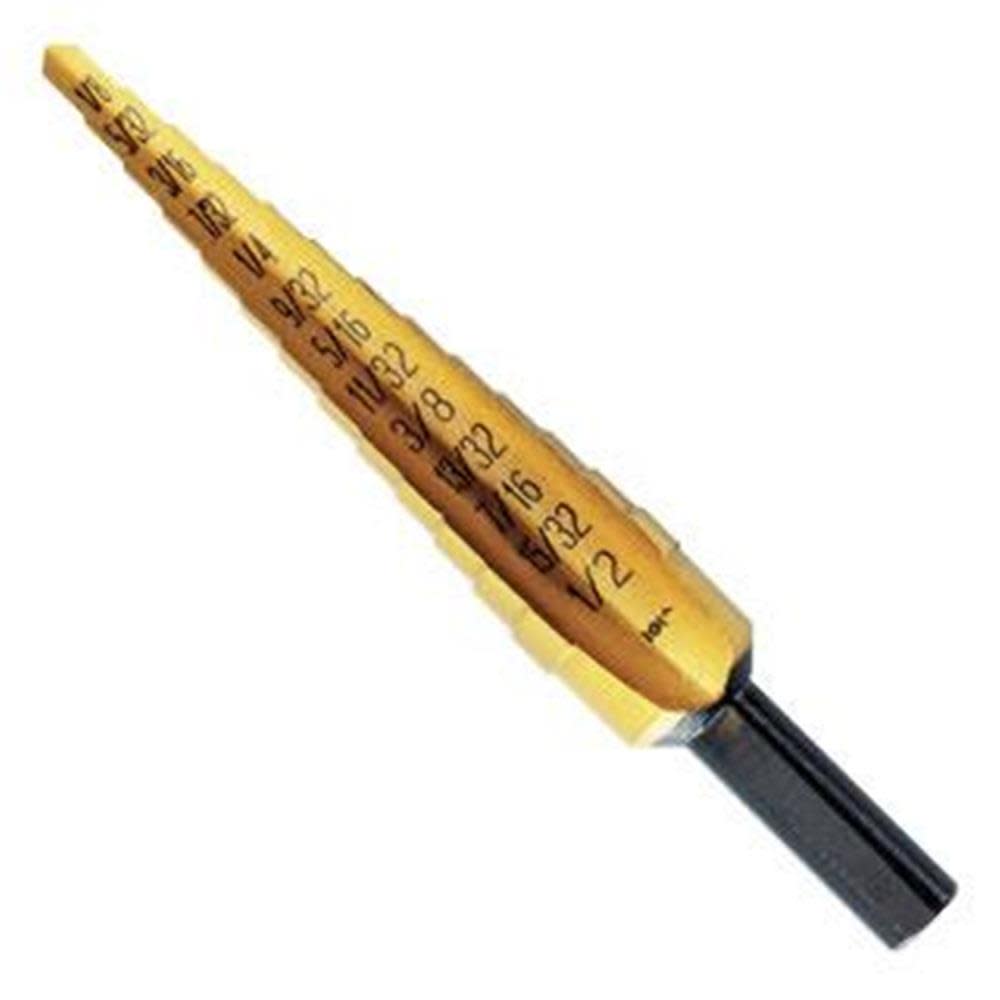 

Irwin #1T Step Drill 1/8 In. to 1/2 In. TiN 13 Sizes