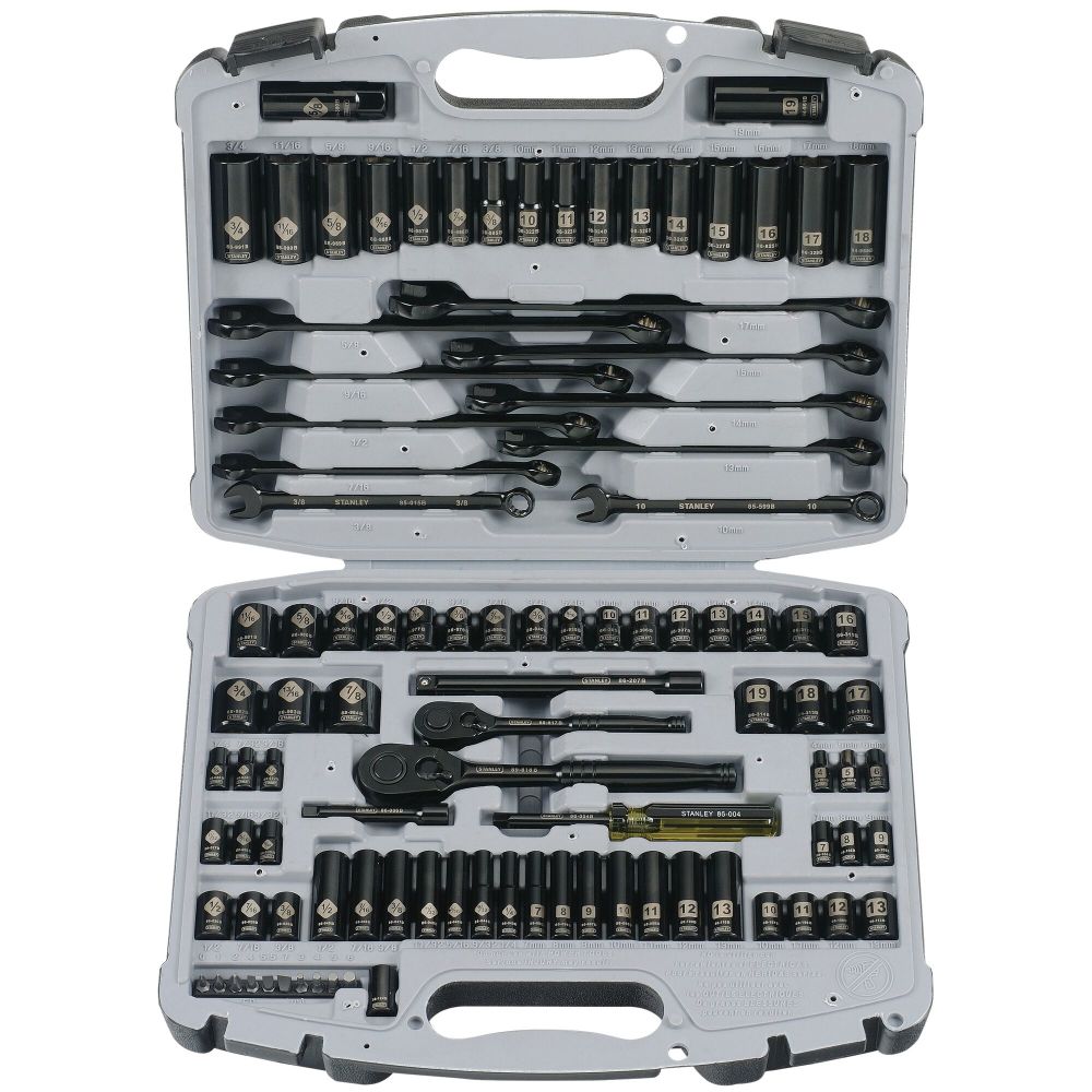 Stanley 99-Piece Black Chrome and Laser Etched Socket Set 92-839