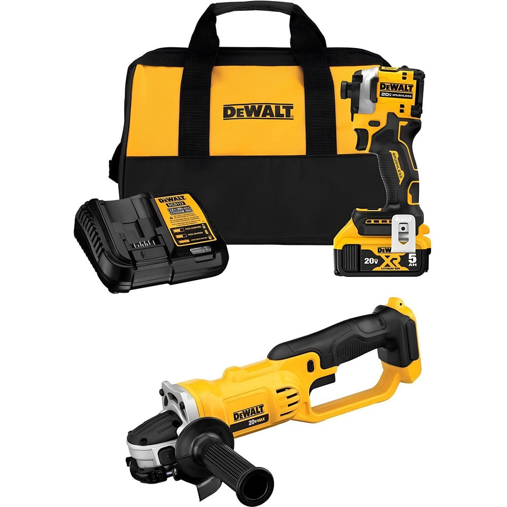 View DEWALT 20V MAX Cordless Impact Driver Kit and 4.5 Inch/5 Inch Grinder Bundle