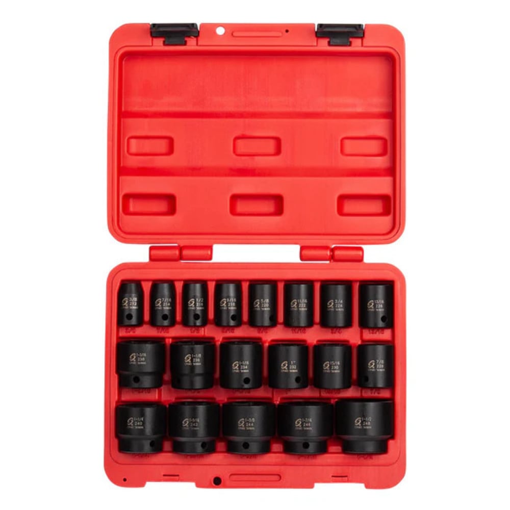 Sunex 1/2 Inch Drive Sae 6 Point Standard 19 Piece Impact Socket Set