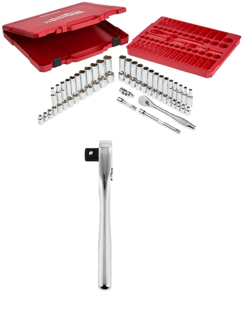 Milwaukee 48-22-9036 3/8" Drive Stubby Ratchet – Chrome Plated, 5° Ratcheting
