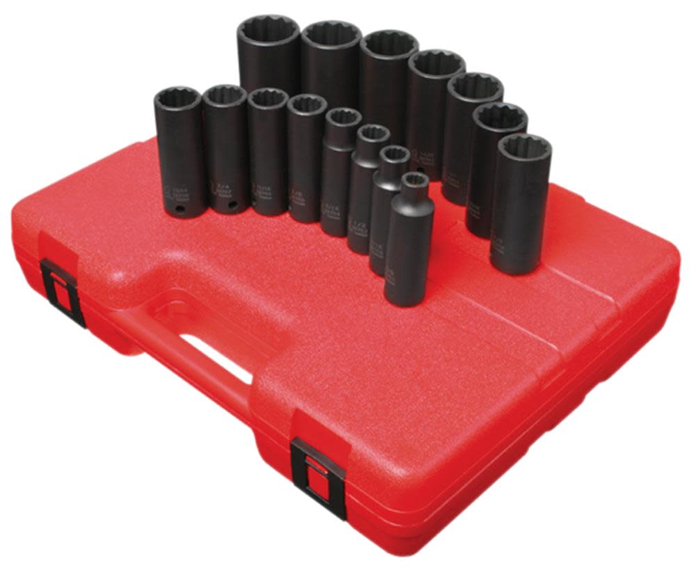 

Sunex 15 pc. 1/2 In. Drive 12 Pt. SAE Deep Impact Socket Set